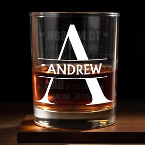 To My Son The Only Thing Better Monogram Split Letter - Personalized Custom Whiskey Glass - SON222_RWG
