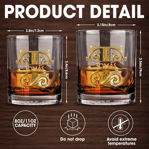 Para Mi Hijo Monogram Initial With 3D Golden Custom Name - Personalized Custom Whiskey Glass - SON225_RWG