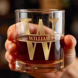 To My Son I Am Always With You Golden Monogram Initial - Personalized Custom Whiskey Glass - SON235_RWG