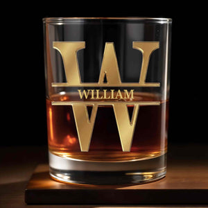 To My Son I Am Always With You Golden Monogram Initial - Personalized Custom Whiskey Glass - SON235_RWG