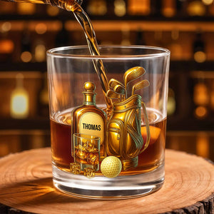 Celebrate Your Love For Golf With An Elegant Whiskey Glass - Personalized Custom Whiskey Glass - SPORT022_RWG