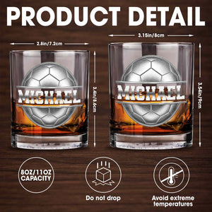 Soccer Ball Design With Custom Name And 3D Effects - Personalized Custom Whiskey Glass - SPORT108_RWG