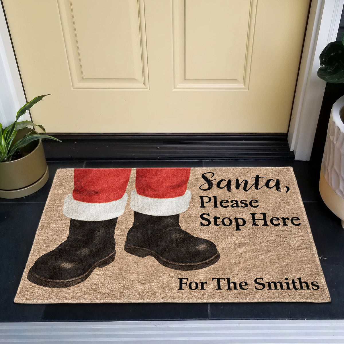 Santa Please Stop Here For - Personalized Doormat - Christmas Gift For Family