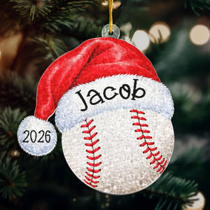 Sports Santa Hat Custom Name Personalized Ornament 2