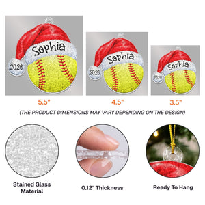Sports Santa Hat Custom Name Personalized Ornament 6