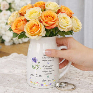 Thank You For Believing In Me Birth Month Flowers Teacher Appreciation - Personalized Ceramic Flower Vase