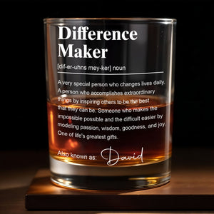Difference Maker Definition Personalized Appreciation Gift With Custom Name - Personalized Custom Whiskey Glass - TEACH283_RWG