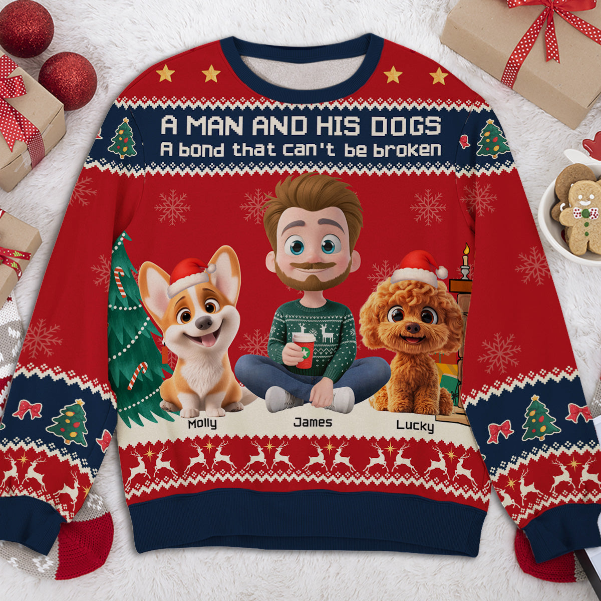 A Man And His Dog Christmas - Personalized All-Over-Print Sweatshirt