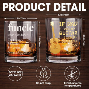 Funcle The Fun Uncle Like A Dad Just Cooler Dictionary Definition - Personalized Custom Whiskey Glass - UNC004_RWG