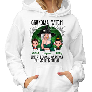 Green Retro Grandma Witch Personalized Hoodie - Model View