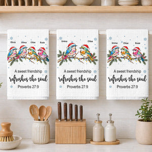 Sweet Friendship Birds Personalized Kitchen Towel