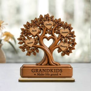 Grandkids Make Life Grand - Personalized 2-Layered Wooden Plaque
