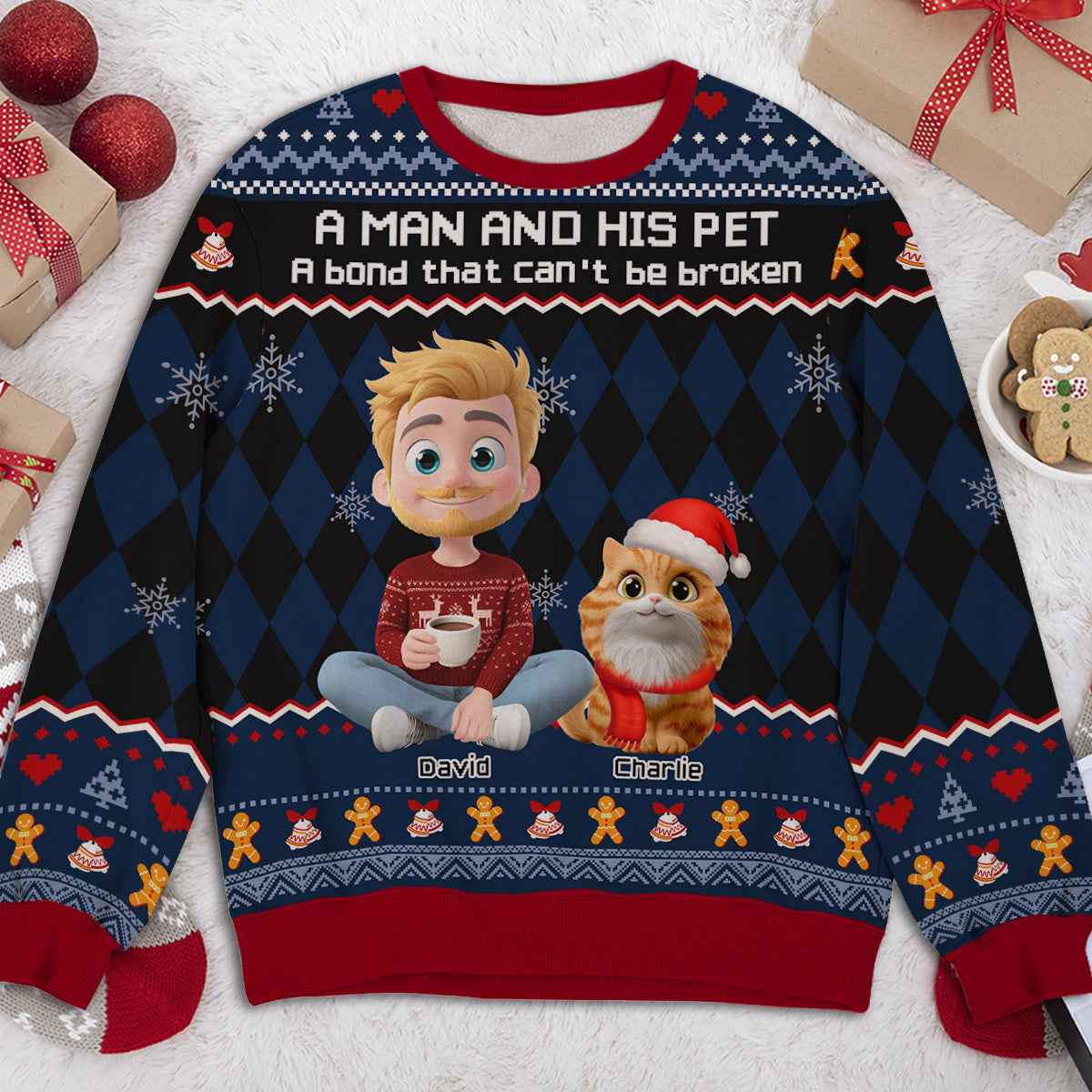 Just A Man Who Loves His Pet Christmas - Personalized All-Over-Print Sweatshirt
