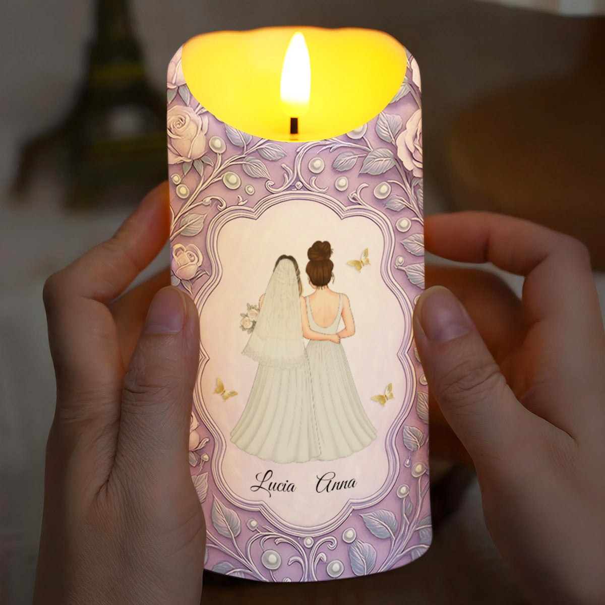 To My Maid Of Honor, Today My Bridesmaid, Brides And Flowers - Personalized Custom LED Candle - WEDD005_LECA