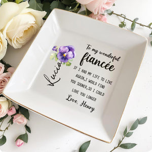 Love You Longer Pansy Flower Romantic Quote - Personalized Custom Jewelry Dish - WIF022_SCRD
