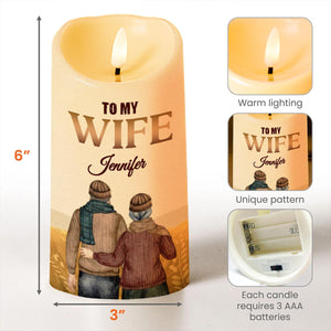 Queen Forever Love Message, Romantic Couple Over Field Design - Personalized Custom LED Candle - WIF033_LECA