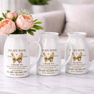 To My Wife I Choose You Pinky Promise Hands - Personalized Ceramic Flower Vase