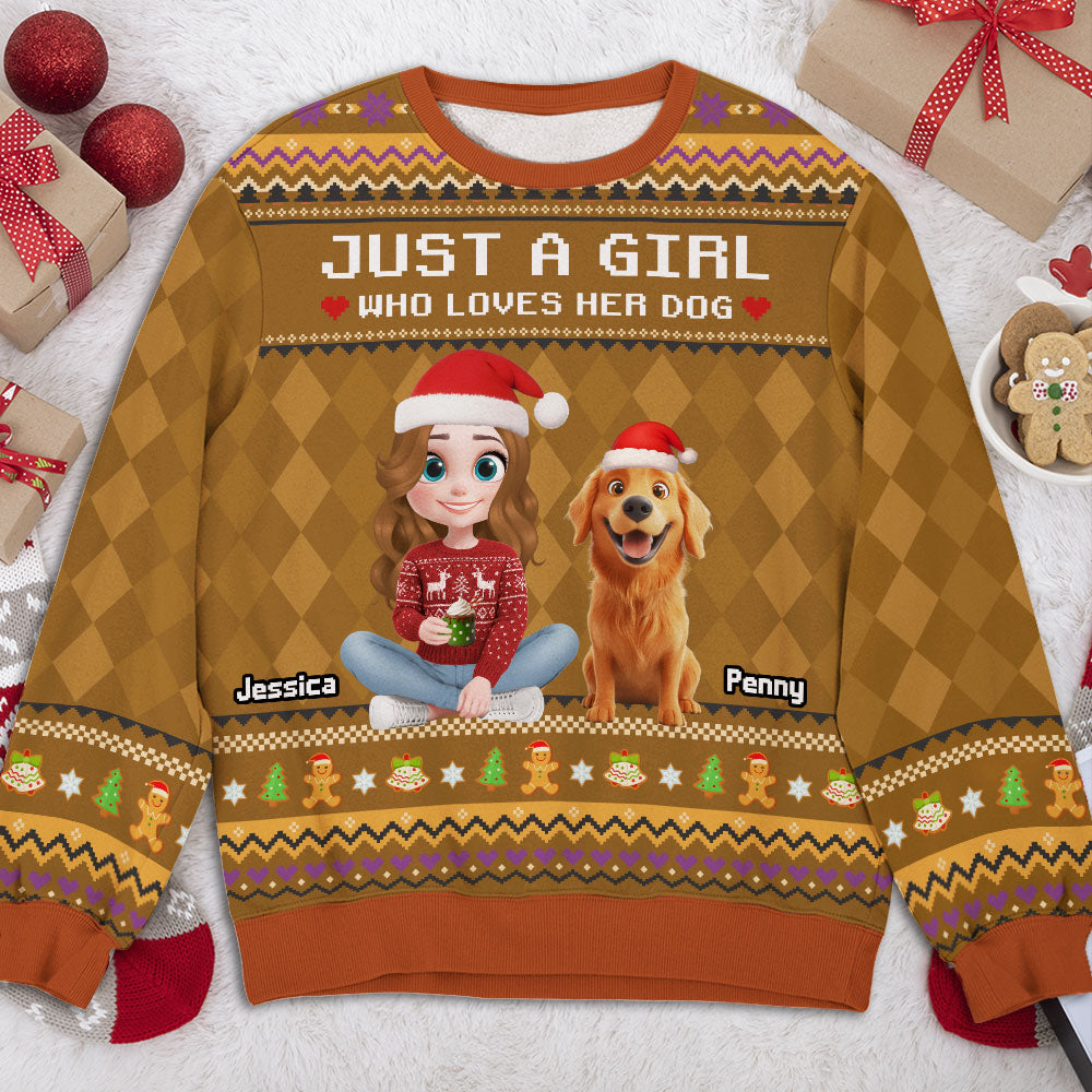 Lovely Dogs And Human Christmas - Personalized All-Over-Print Sweatshirt