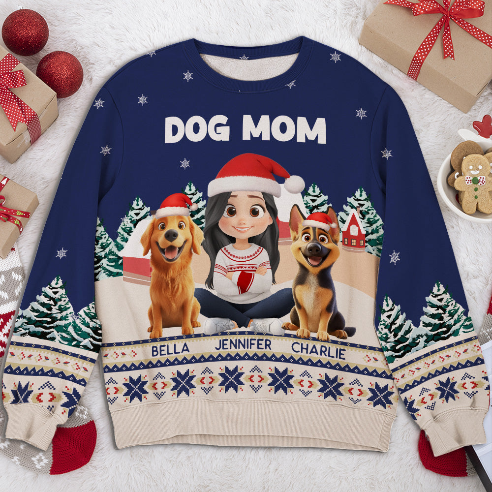 Christmas Dog Mom - Personalized All-Over-Print Sweatshirt