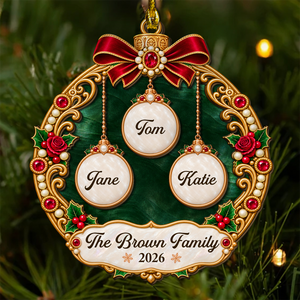The Family wood ornament on the tree