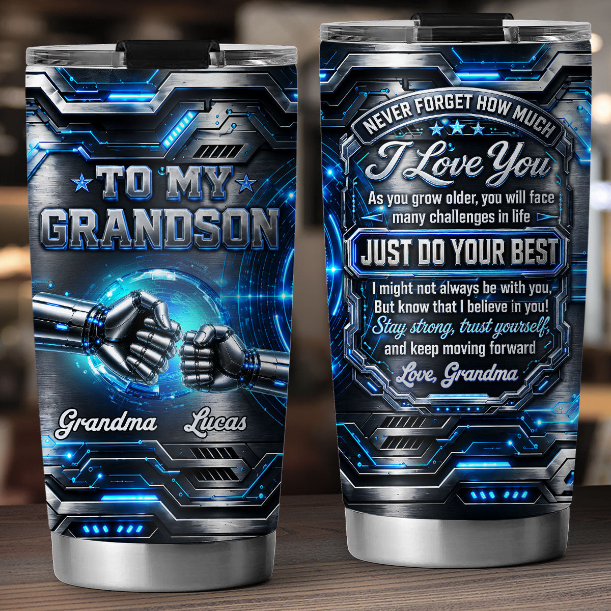 Grandma To Grandson Stay Strong Trust Yourself - Personalized 3D Effect Tumbler - Christmas Gift For Grandson
