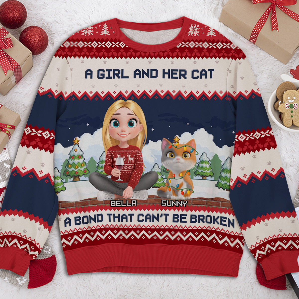 Can Not Be Broken Cat Version - Personalized All-Over-Print Sweatshirt