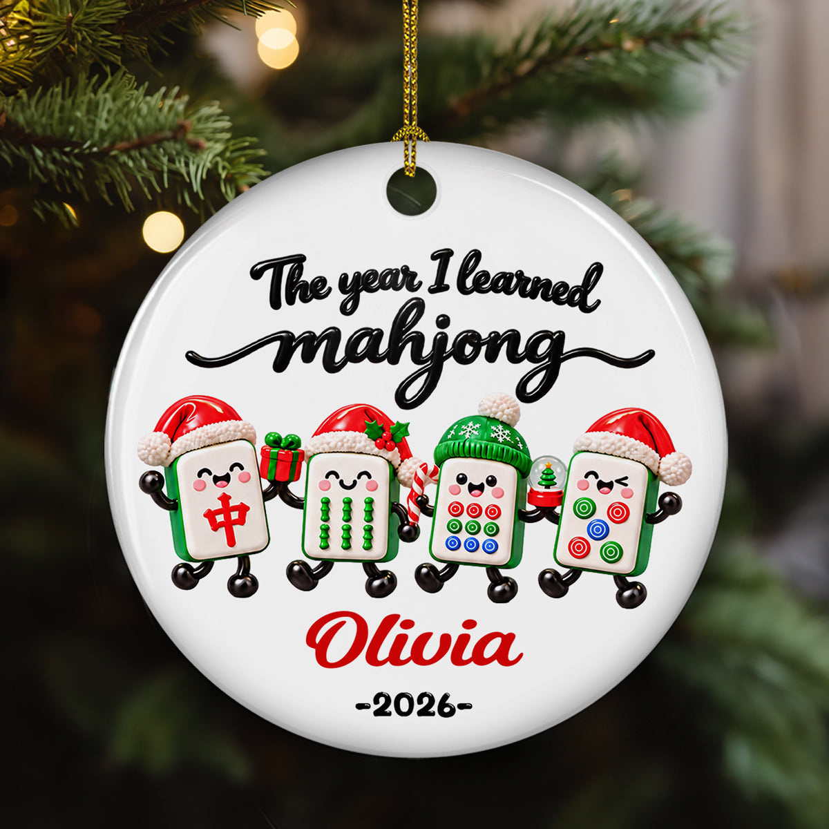 Custom Friendship Christmas Ornament, Best Friend Gift • A Year Full Of Mahjong - Personalized Ceramic Ornament - Christmas Gift For Best Friend