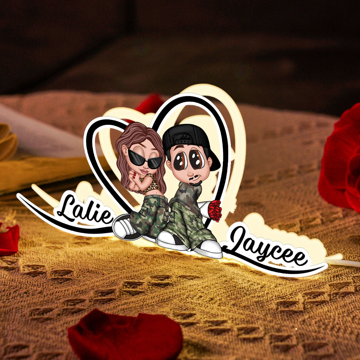 Y2K Couple Heart Shape With Names - Personalized Light Box - Gift For Couples