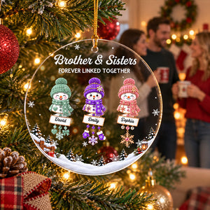 Snowman Siblings ornament three siblings