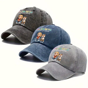 A Girl And Her Dog Personalized Vintage Washed Denim Cap