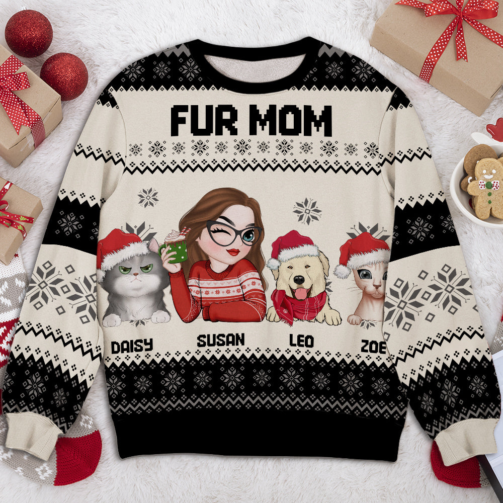 Fur Mom Christmas - Personalized All-Over-Print Sweatshirt