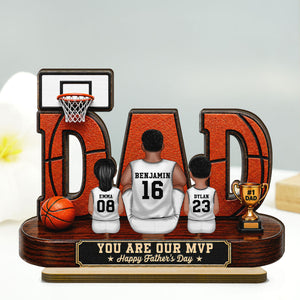 Basketball Dad Legend Daddy's Dream Team personalized 2-layered wooden plaque