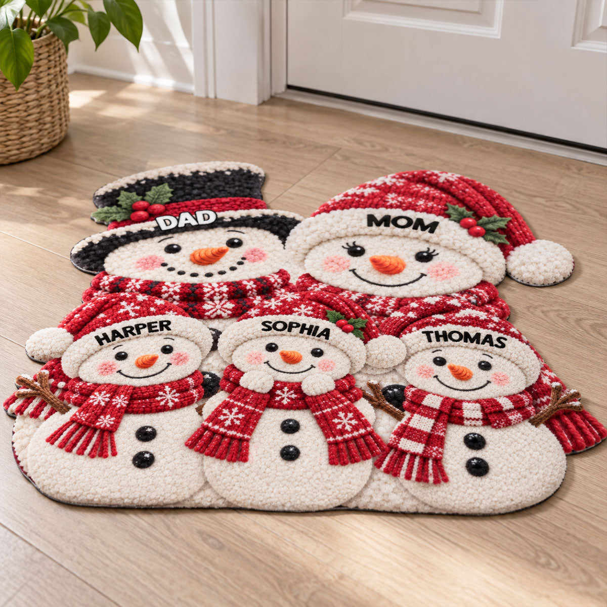 Christmas Cute Snowman 2D Flat Printed - Personalized Doormat - Christmas Gift For Grandma, Grandpa