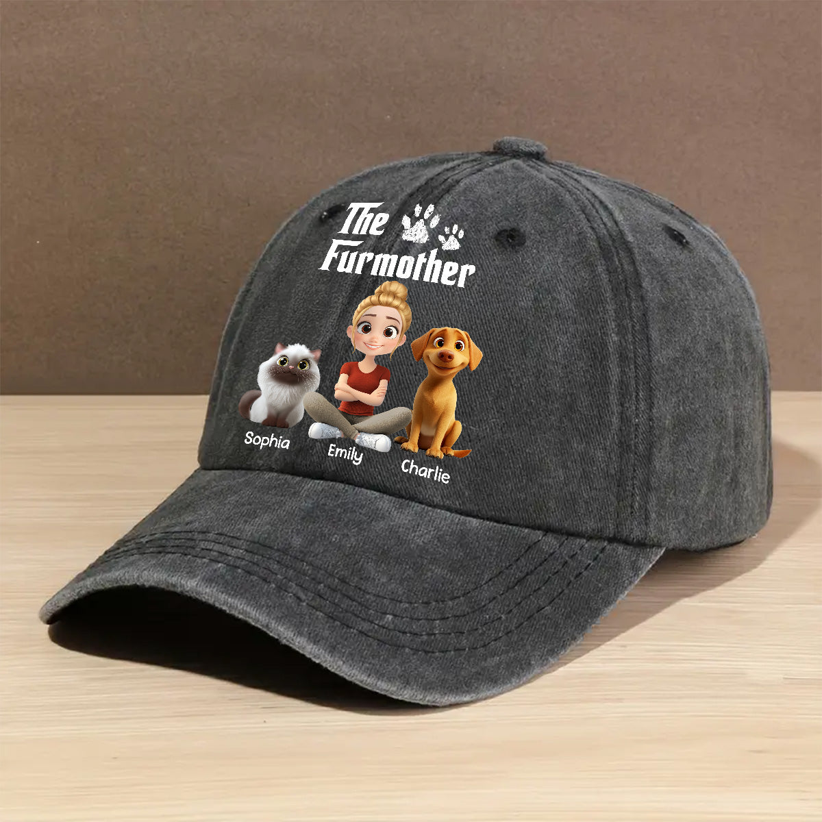 Cool Fur Mother - Personalized Vintage Washed Denim Cap - Gift For Pet Mom, Pet Lovers