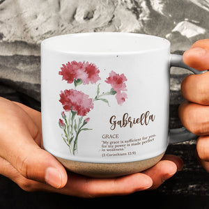 Custom Birth Flower Initial With Bible Verse - Personalized Mug — 3