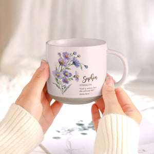 Custom Birth Flower Initial With Bible Verse - Personalized Mug — 5