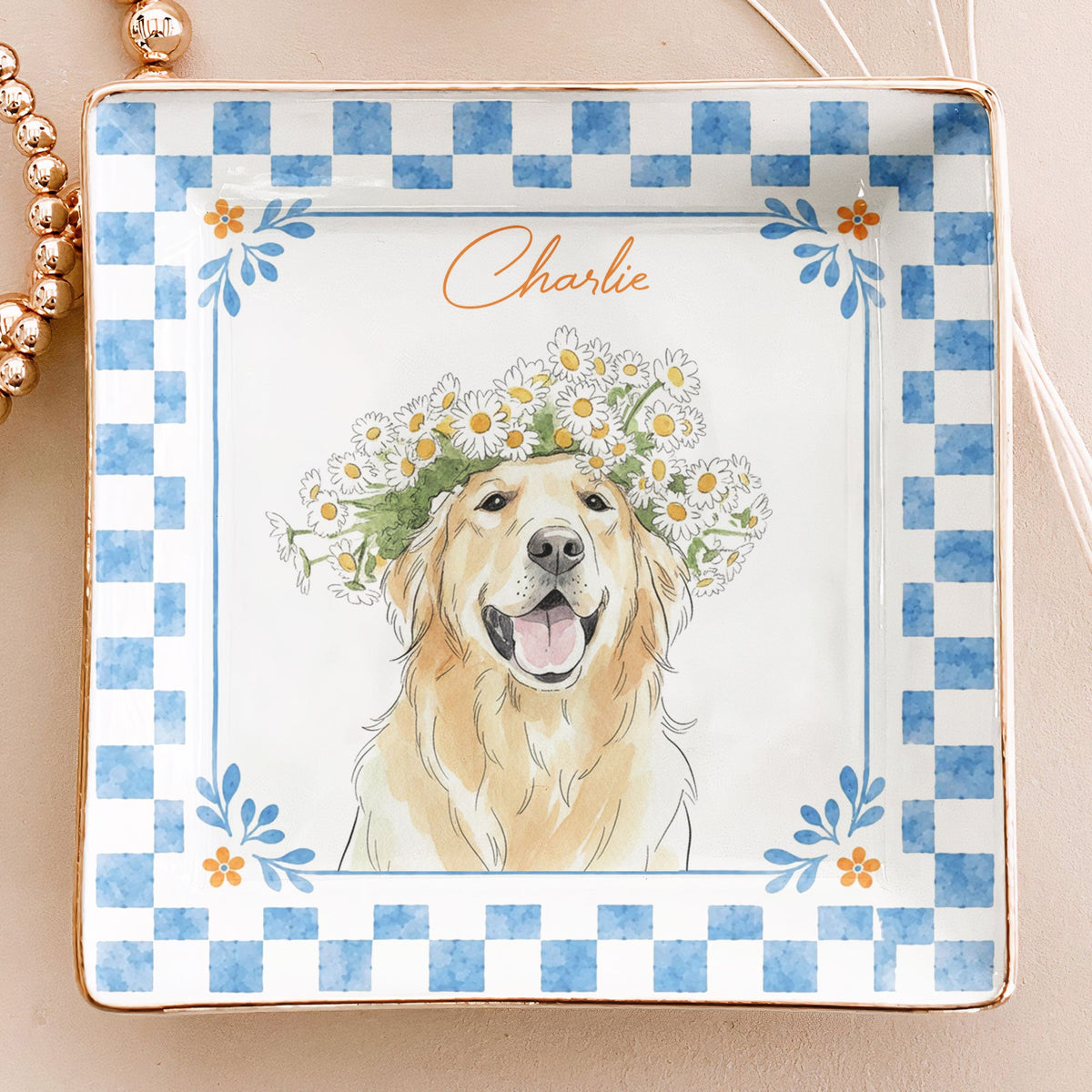 Custom Watercolor Art Pet Photo Gifts For Dog Mom, Cat Mom - Personalized Jewelry Dish