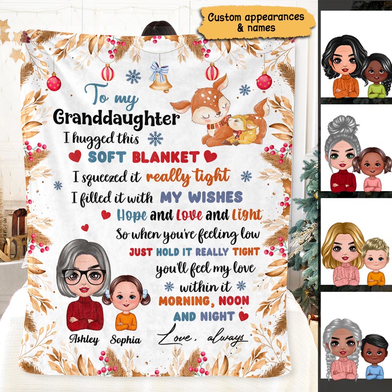 Christmas Grandma & Grandkid - Personalized Fleece Blanket