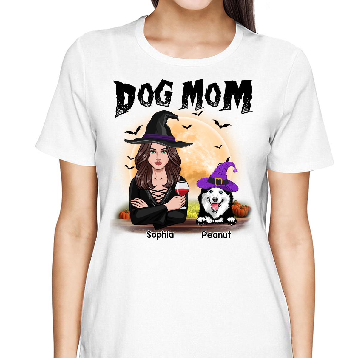 Dog Mom Halloween Girl Vector - Personalized Shirt - Gift For Mom