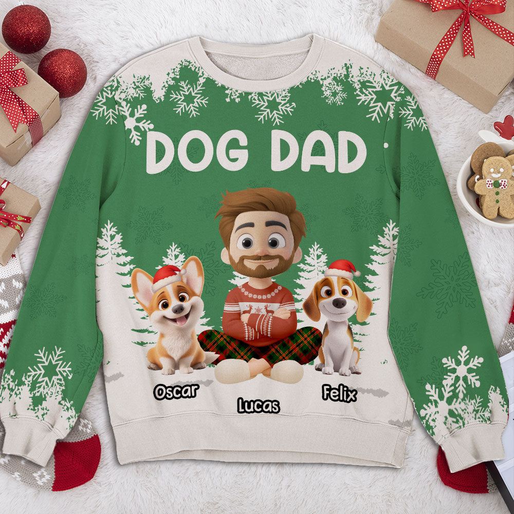 Christmas 2025 Dog Dad - Personalized All-Over-Print Sweatshirt
