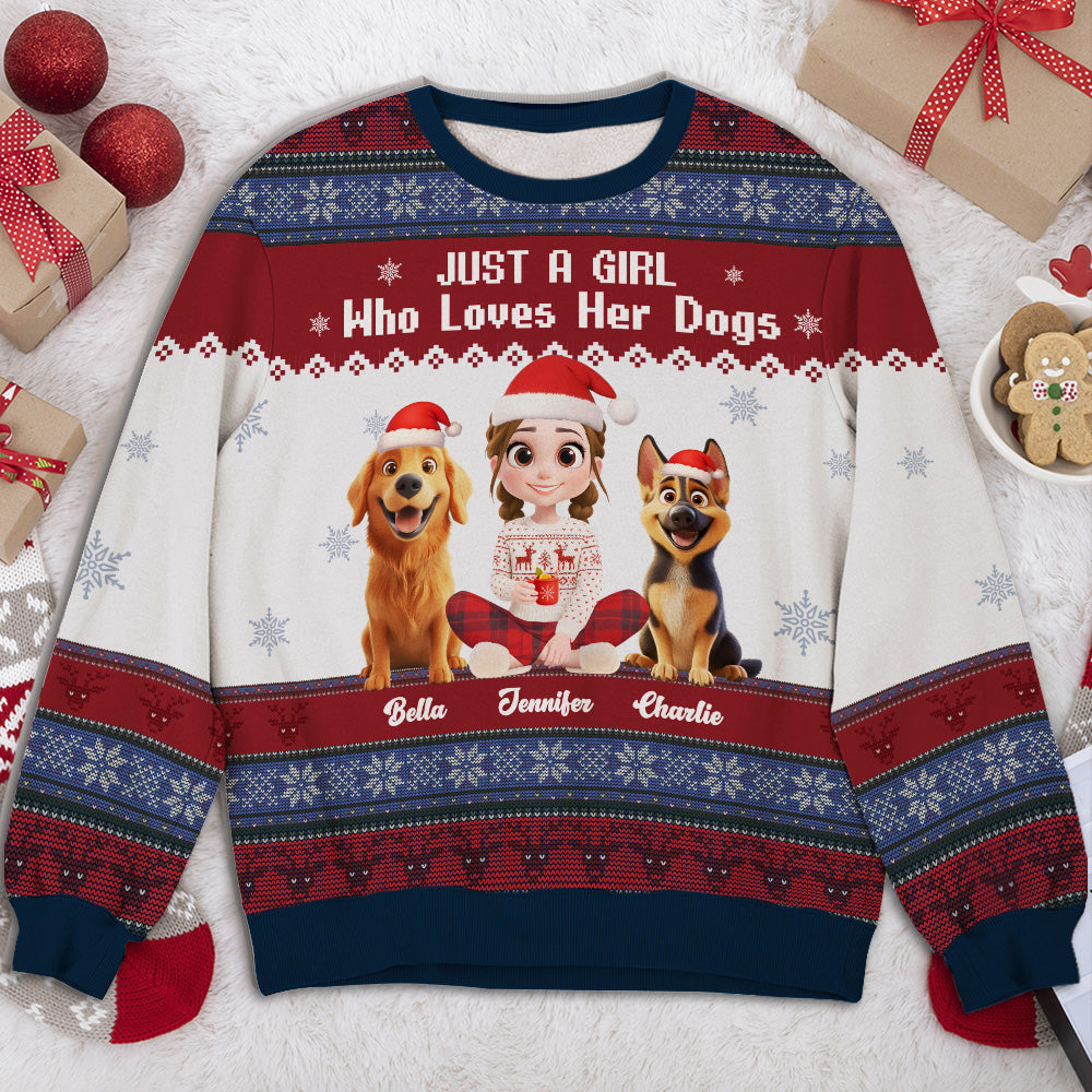 Just A Girl And Her Lovely Dogs - Personalized All-Over-Print Sweatshirt
