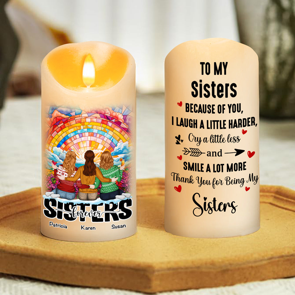 Because Of You I Laugh A Little Harder Version 2 - Personalized LED Candle
