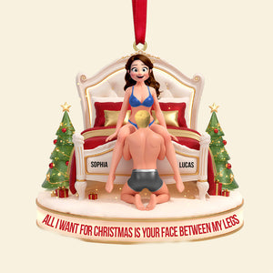 Funny Naughty Couple On Bed personalized acrylic ornament