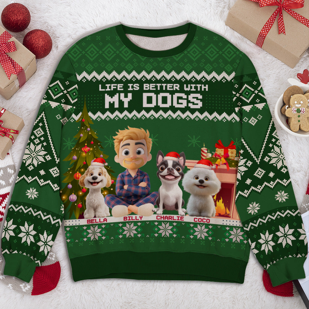 Christmas Is Better With My Dogs - Personalized All-Over-Print Sweatshirt