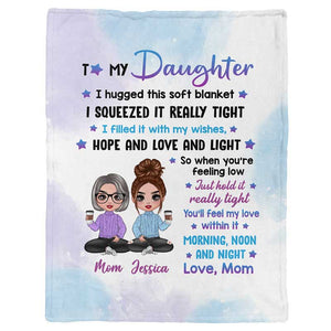 Pastel Color Doll Mom And Daughter personalized fleece blanket