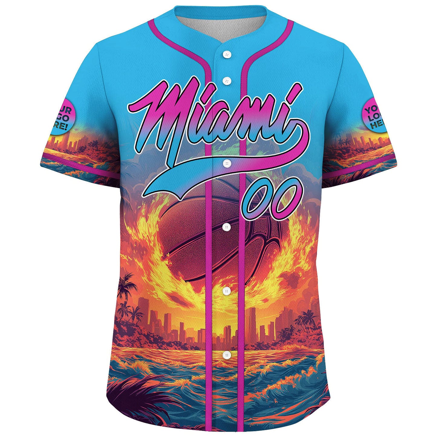 Pink Light Blue Miami Giant Basketball Fall Down City Custom Name Baseball Jerseys For Men & Women