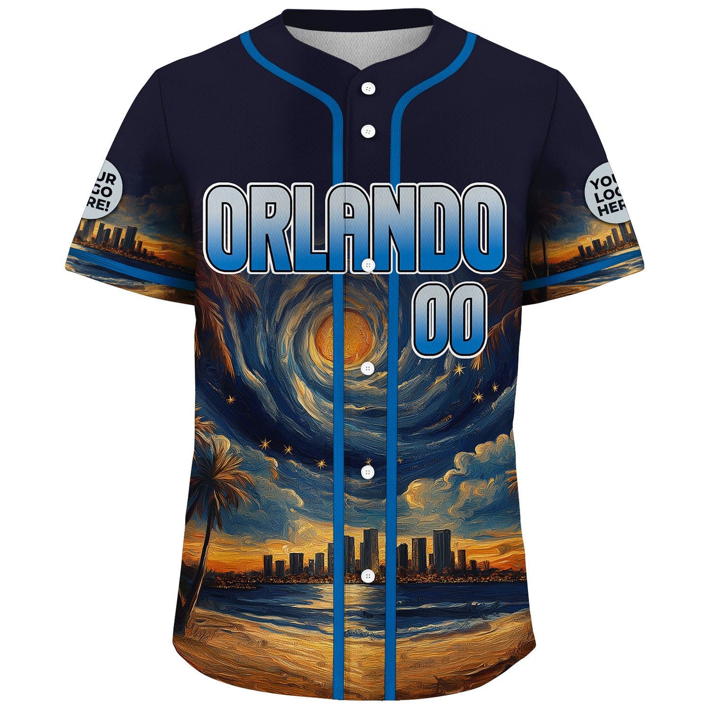 Silver Black Orlando Florida Basket Tornado Galaxy City Night Custom Name Baseball Jerseys For Men & Women