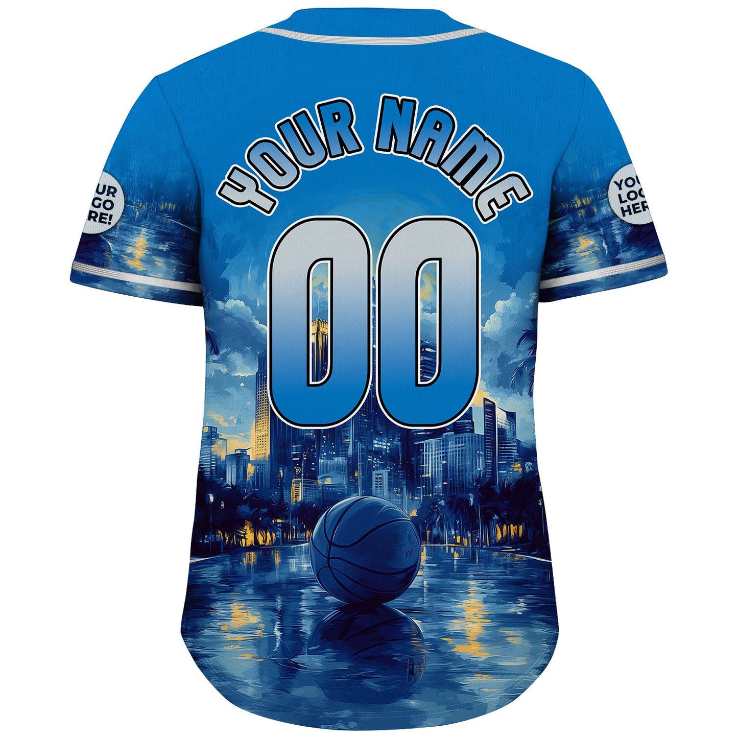 Silver Magic Blue Orlando Florida Basket Reflecting City Skyline Custom Name Baseball Jerseys For Men & Women