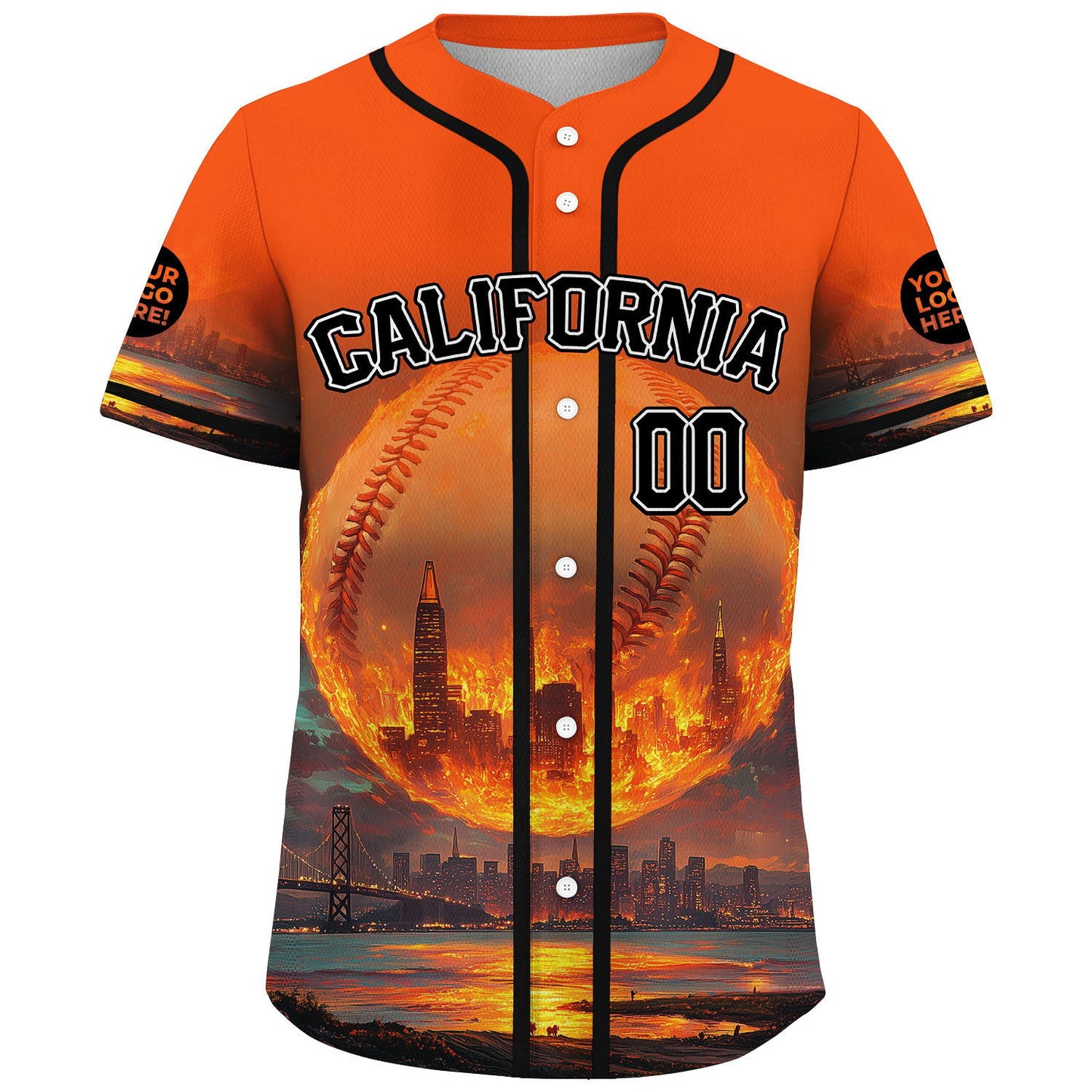 Black Orange California San Francisco City Giant Baseball Transamerica Pyramid Custom Name Baseball Jerseys For Men & Women