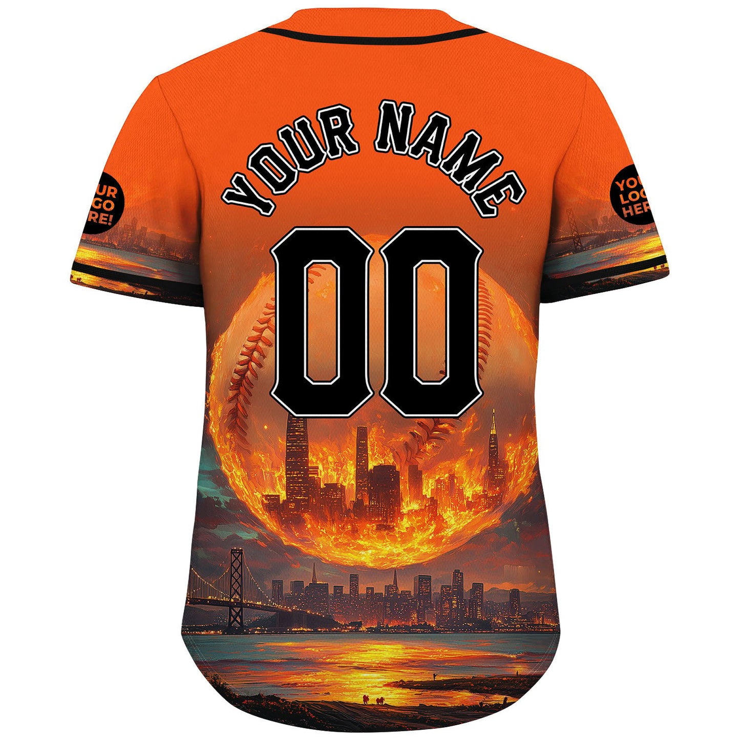 Black Orange California San Francisco City Giant Baseball Transamerica Pyramid Custom Name Baseball Jerseys For Men & Women